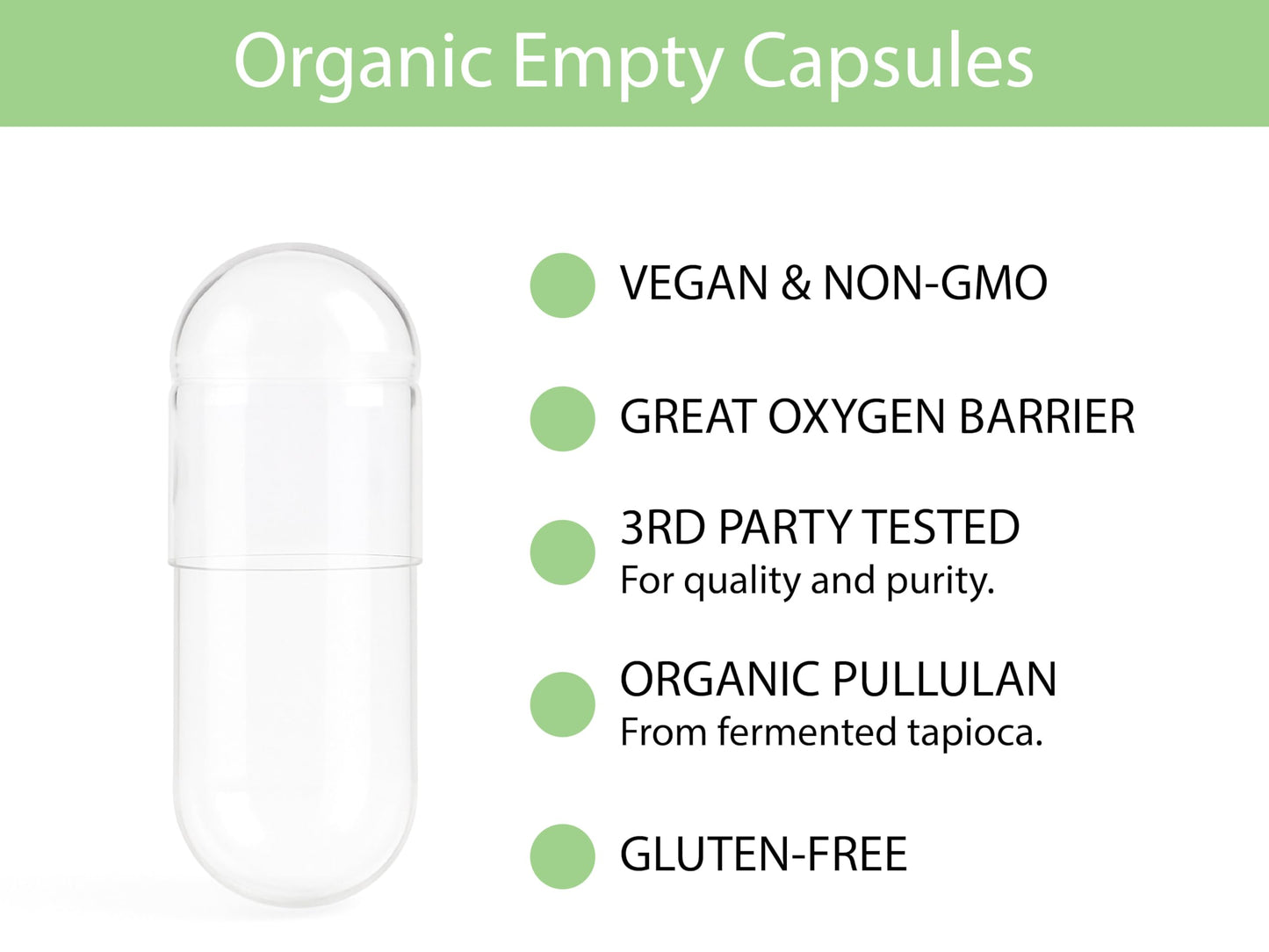 KOYAH Certified Organic Empty Pullulan Capsules Size 00, 100 Count