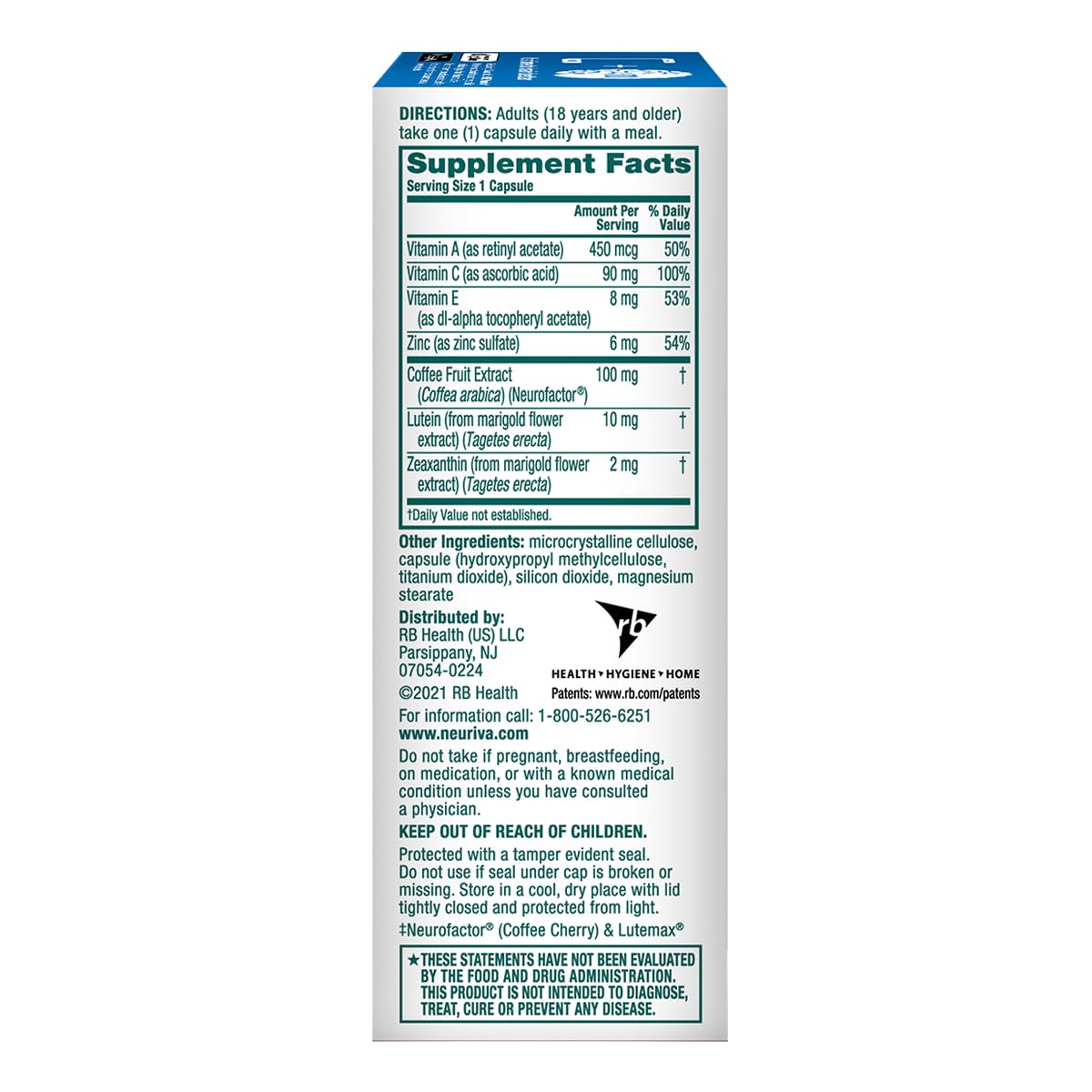 NEURIVA Brain + Eye Supplement, 90 Capsules