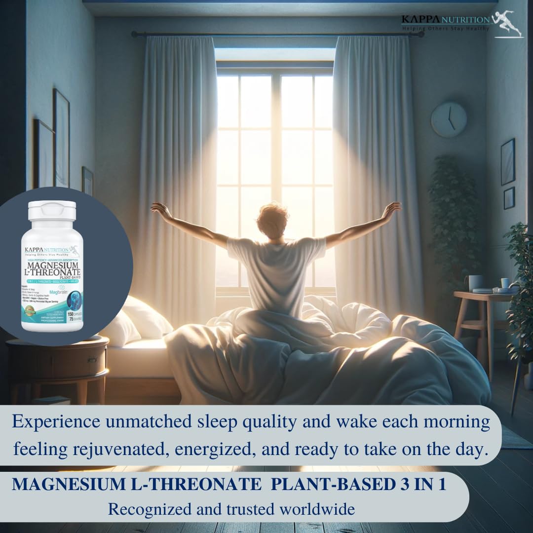 KAPPA NUTRITION Magnesium L-Threonate Powered by MagBrain, Plant-Based, 150 Capsules