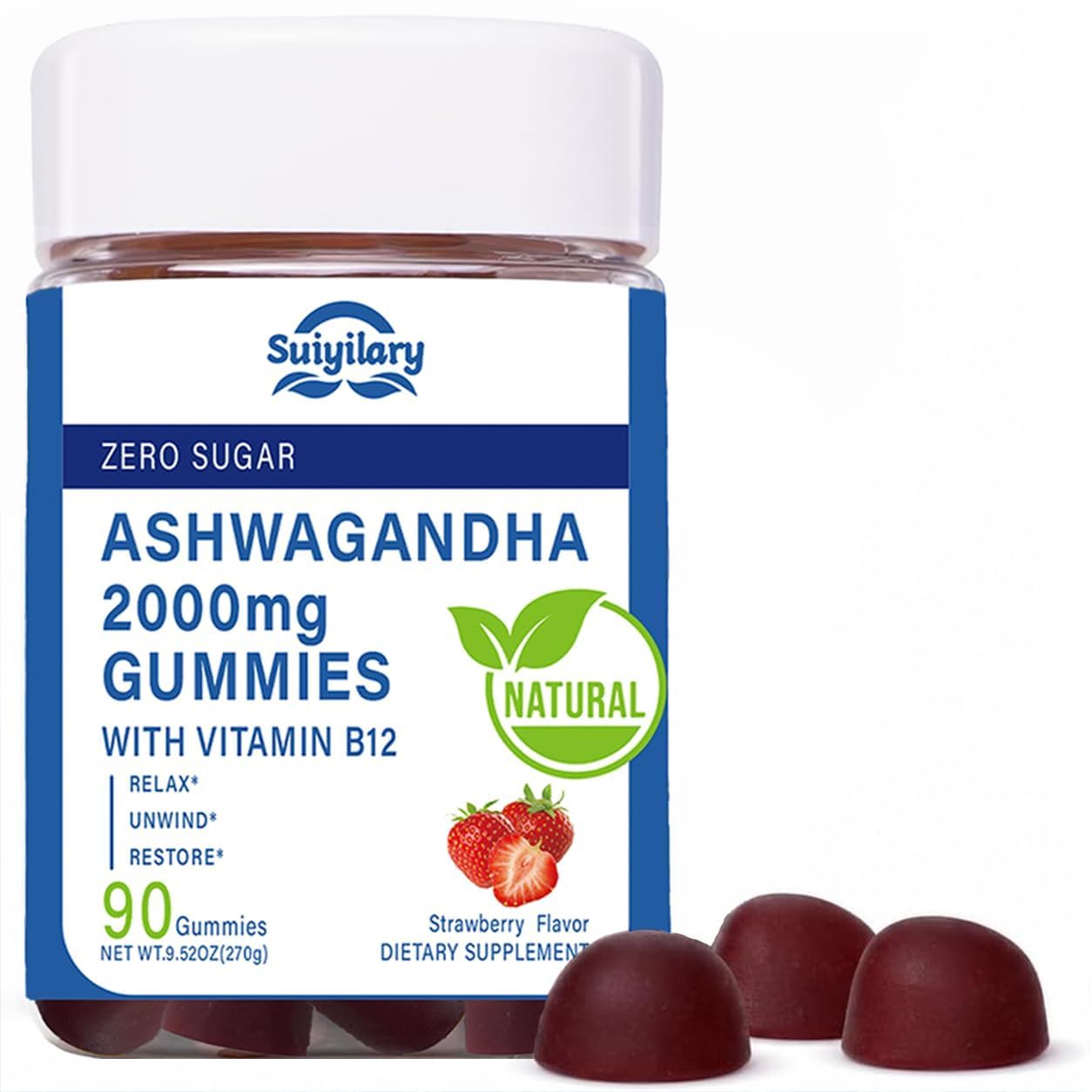 Suiyilary Ashwagandha Gummies 2000mg, 90 Count