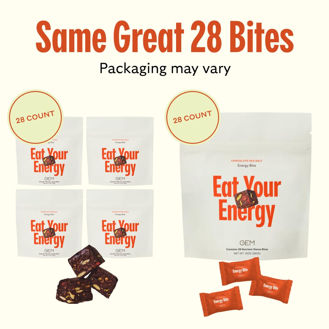 GEM Energy Caffeinated Chocolate Bite Chewable, 28 Count