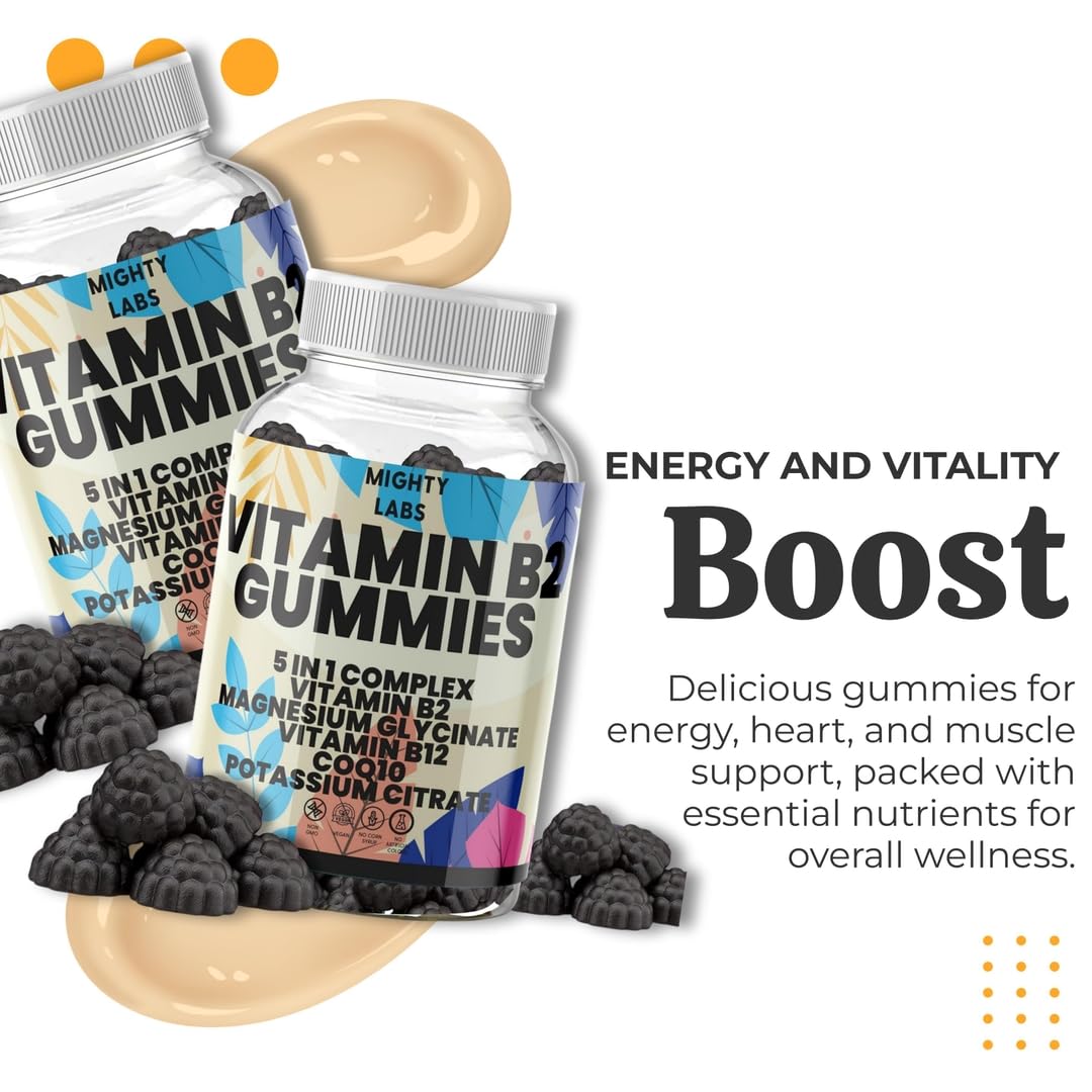 NutraPerfecto Sugar Free Vitamin B2 Gummies with CoQ10, Potassium Citrate, Magnesium Glycinate, B12, 60 Gummies