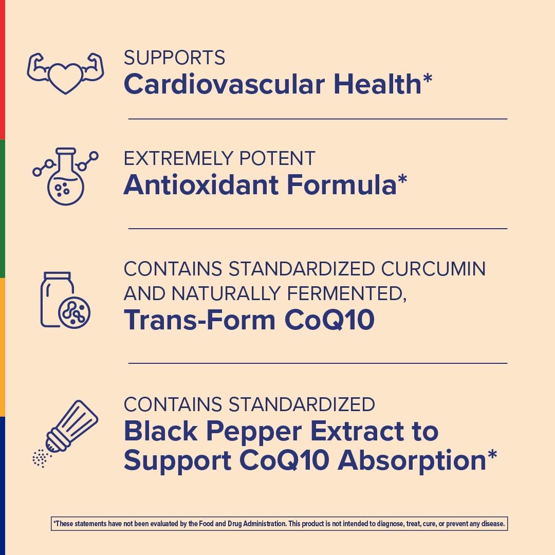 Stop Aging Now Curcumin CoQ10 Complex with Turmeric Root Extract - Antioxidant & Cardiovascular Support, 60 Softgels