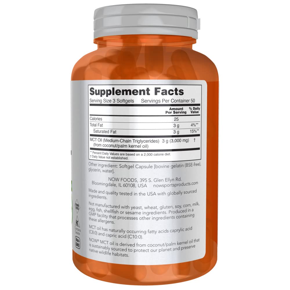 NOW Foods MCT Oil Softgels, 1,000 mg, 300 Softgels