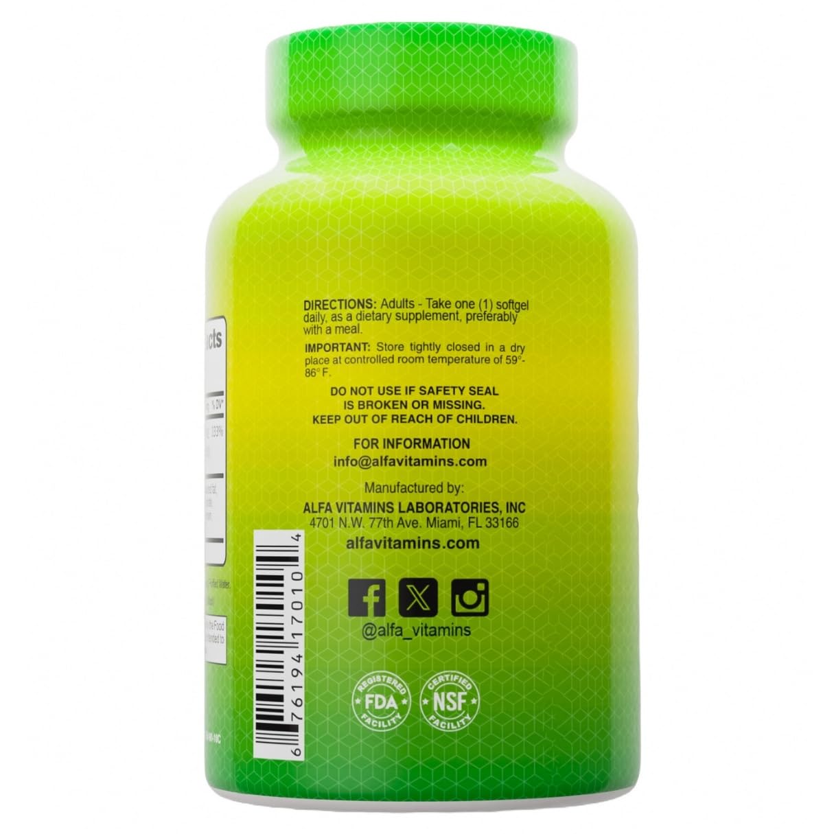 ALFA VITAMINS Vitamin A Fish Liver Oil 10,000 IU Softgels 100