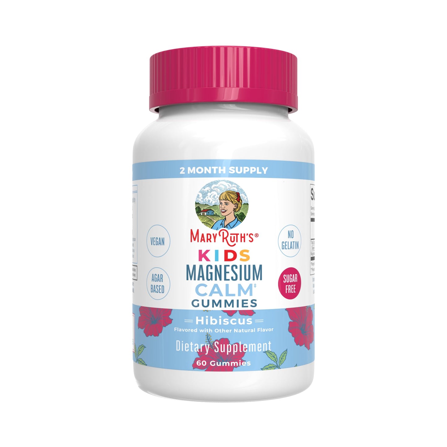 MaryRuth's Gummies for Kids Multivitamin & Magnesium Calm - USDA Organic (Mixed Berry & Cherry) Hibiscus, No Gelatin, 120 Gummies