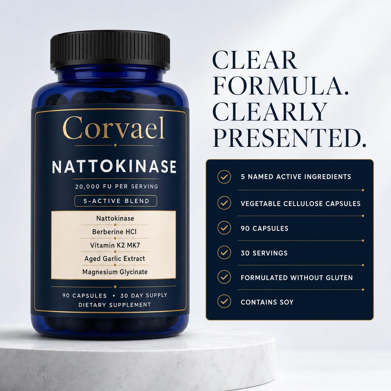 Corvael Nattokinase 20000 FU Capsule, 60 Count