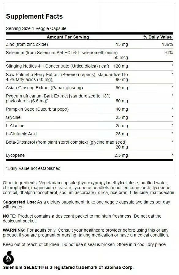 Swanson Prostate Essentials Plus Herbal Supplement for Men Over 40 Seeking Urinary and Prostate Health Capsules, 180 Count