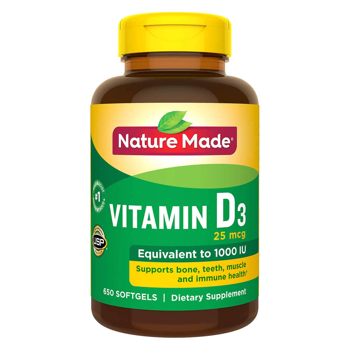 Nature Made Vitamin D3 25 mcg Softgel, 650 Count