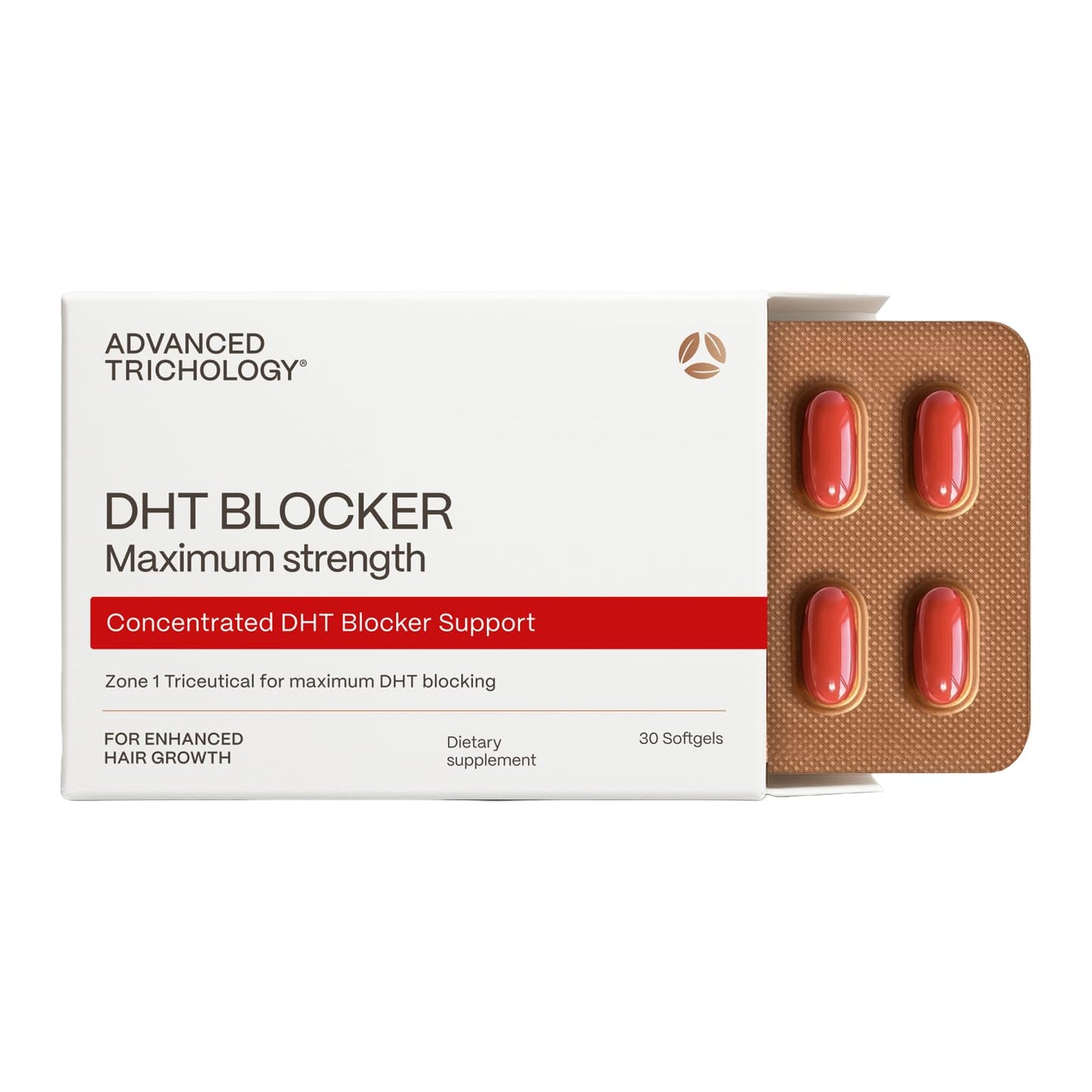 Advanced Trichology DHT Blocker Maximum Strength Hair Growth Supplement with Saw Palmetto & Pumpkin Seed Oil Softgel 30 Count