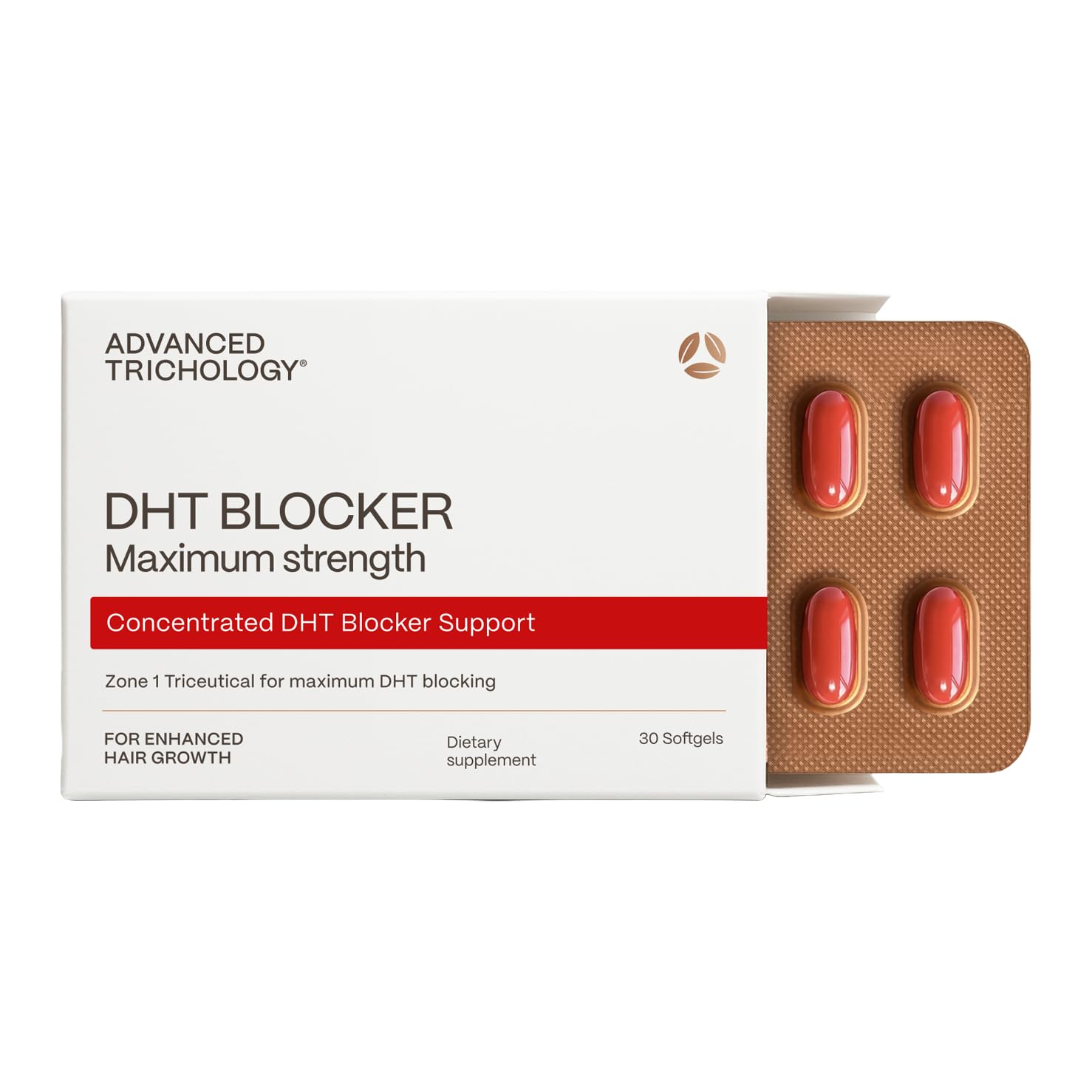 Advanced Trichology DHT Blocker Maximum Strength Hair Growth Supplement with Saw Palmetto & Pumpkin Seed Oil Softgel 30 Count