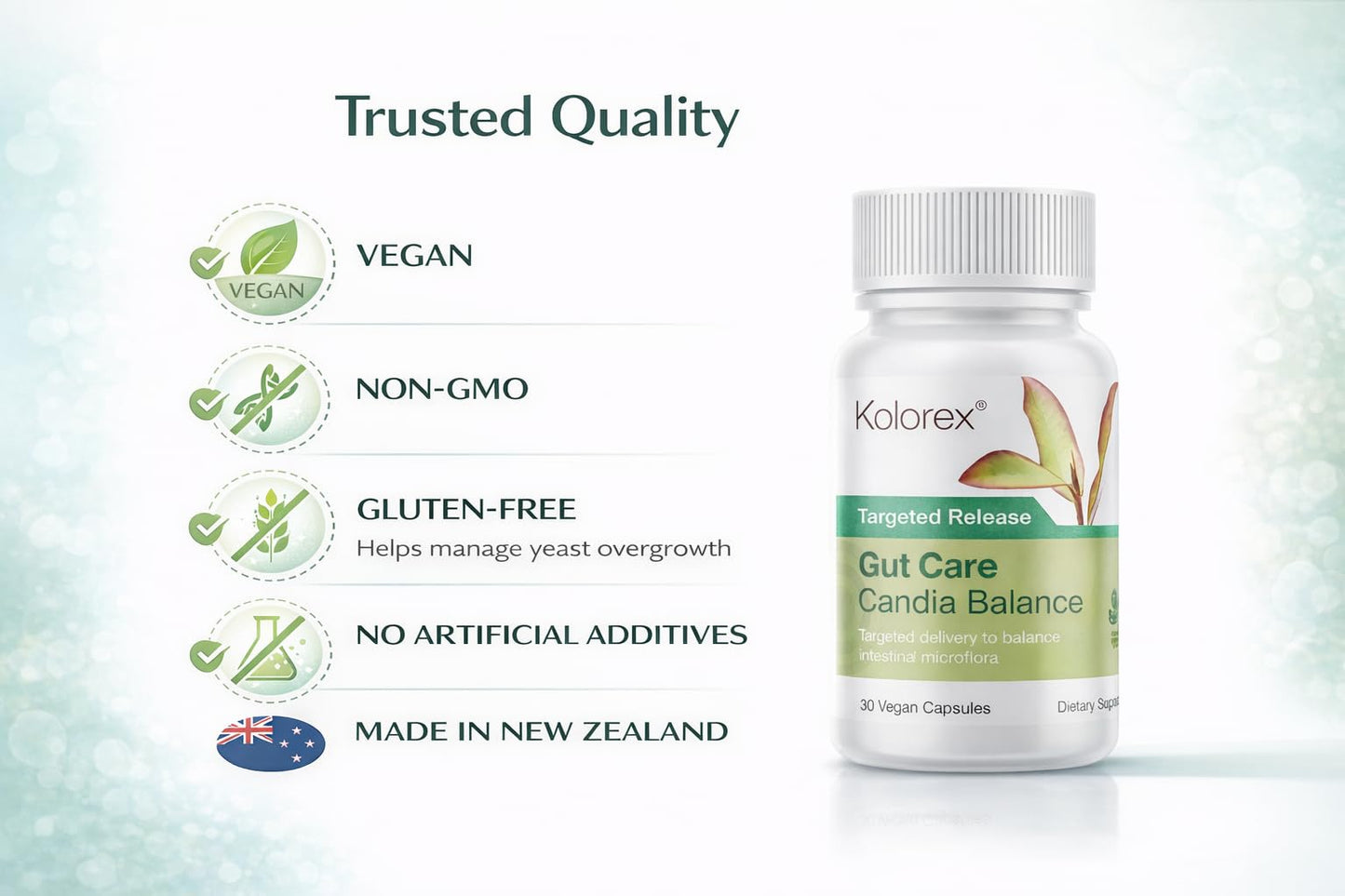 Kolorex Advanced Candida Care Targeted Release Gut Balance Capsules, 30 Count