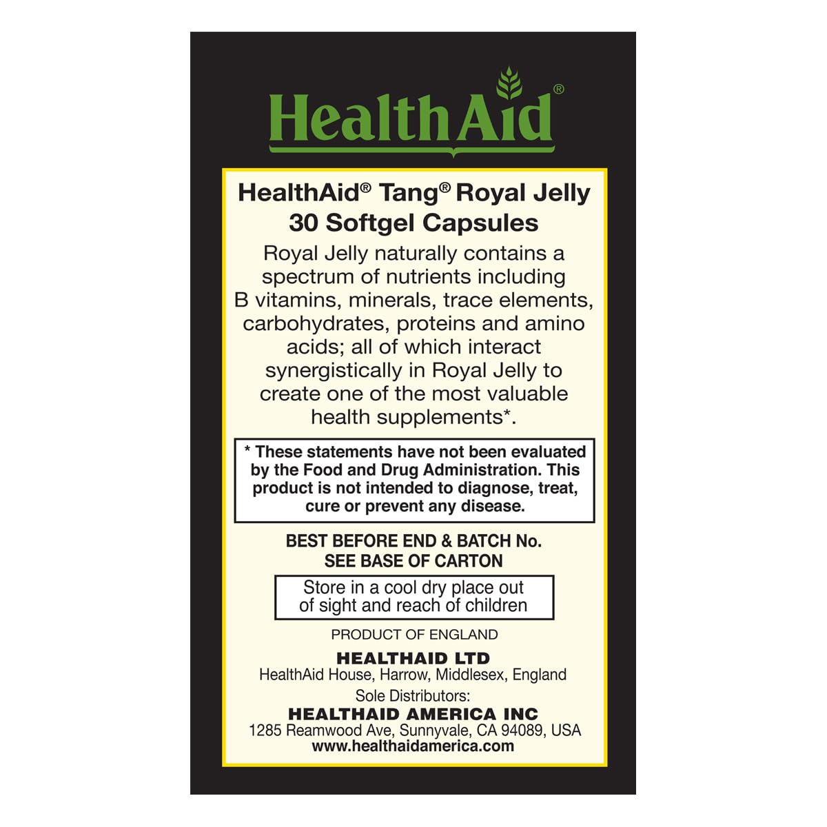 HealthAid Royal Jelly 1000mg Softgel Capsules, 30 Count