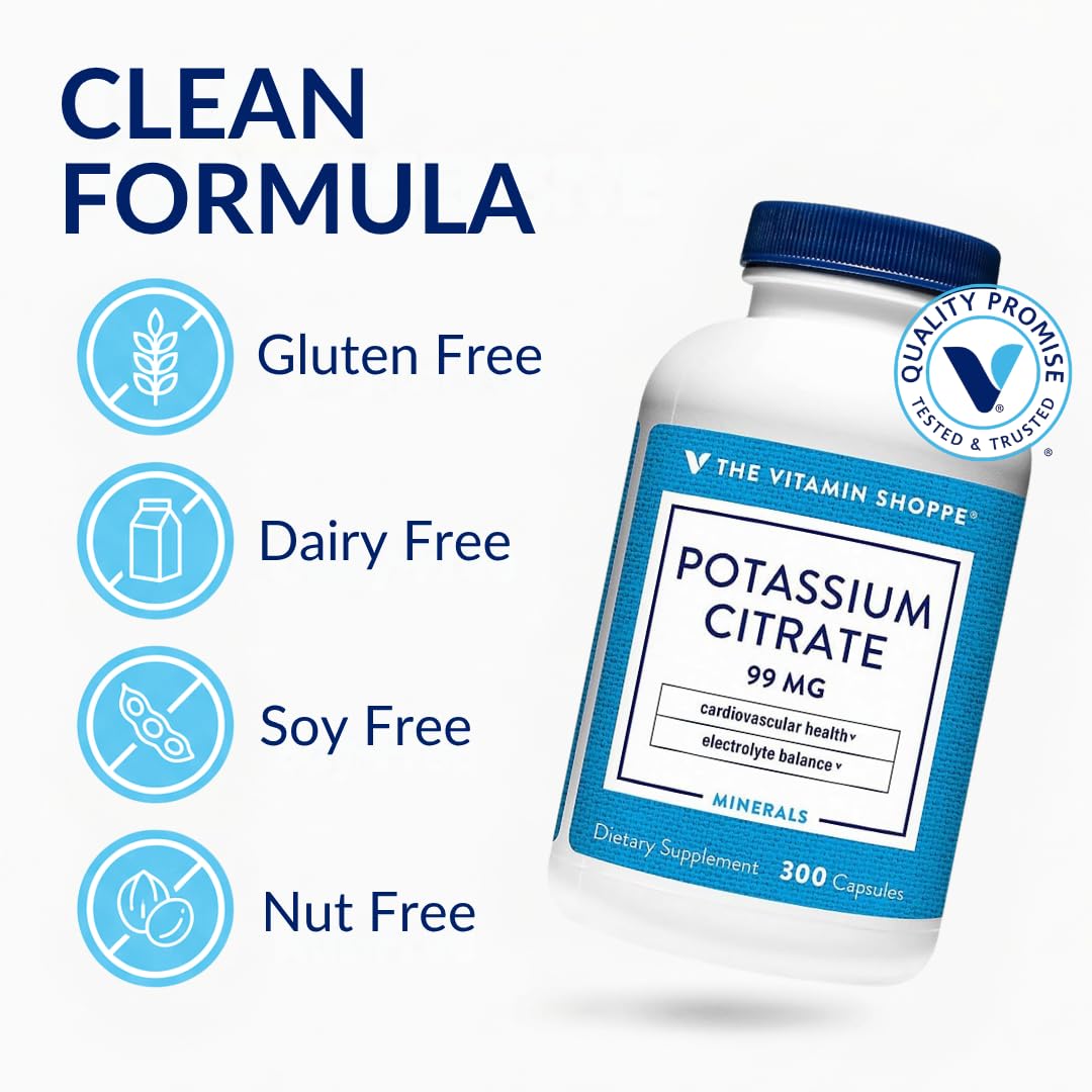 The Vitamin Shoppe Potassium Citrate 99 mg Capsules, 300 Count