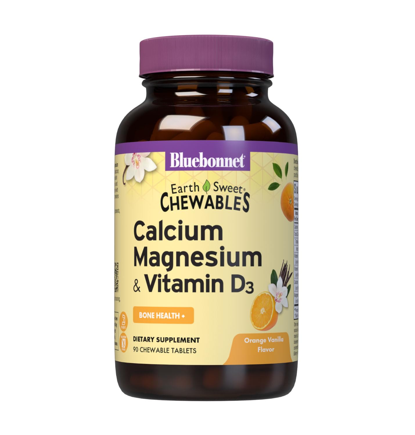 BlueBonnet Calcium Magnesium Plus Vitamin D3 Earthsweet Chewable Tablets, 90 Count