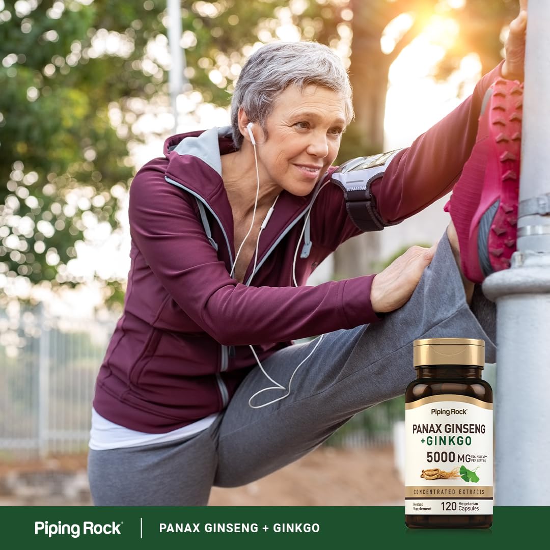 Piping Rock Panax Ginseng & Ginkgo Biloba Supplement 120 Capsules