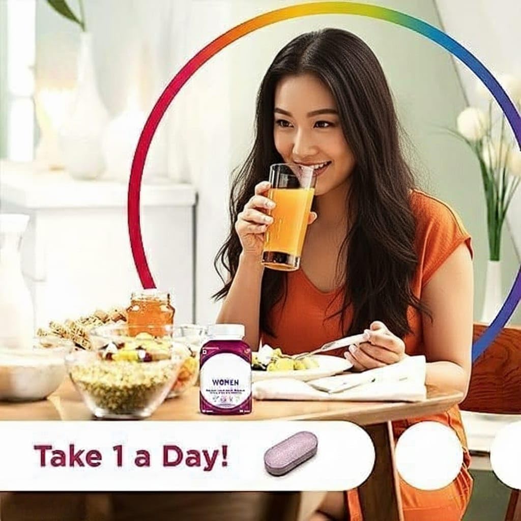 Generic Women Multivitamin with Biotin, Vitamin C & 21 Nutrients for Overall Health, Radiance, Strong Bones & Immunity, 50 Tablets