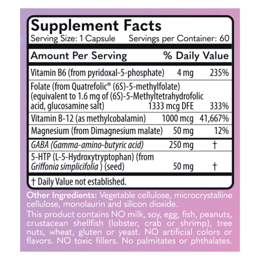 MD Logic Health Good Mood Vitamin B6, B12, Folate, GABA, 5-HTP, Magnesium Capsule 1 Count
