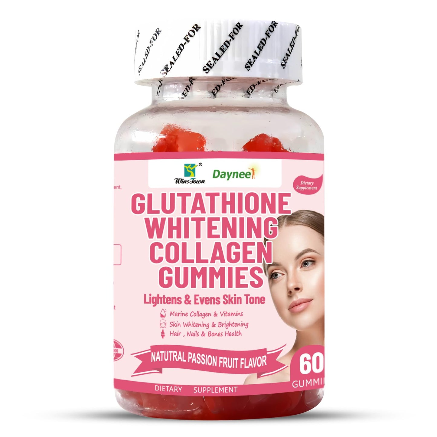 Wins Town Glutathione Whitening Collagen Gummies, 60 Count
