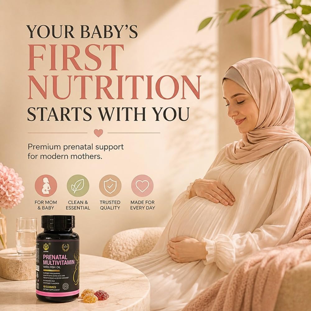 ALNIMA Prenatal Multivitamin Gummies with DHA & EPA from Fish Oil, 60 Gummies