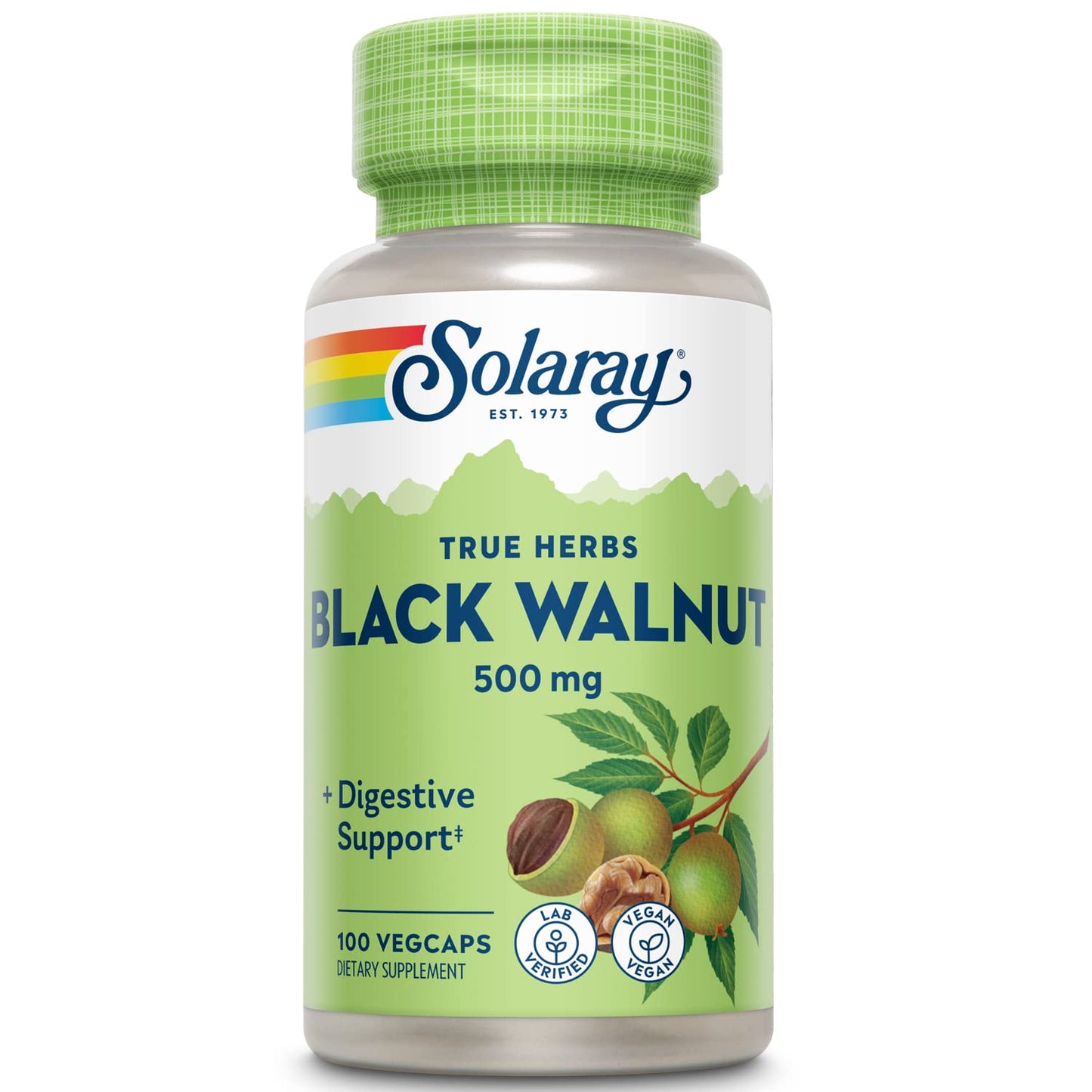 SOLARAY Black Walnut Whole Hull 500 mg Capsules, 100 Count
