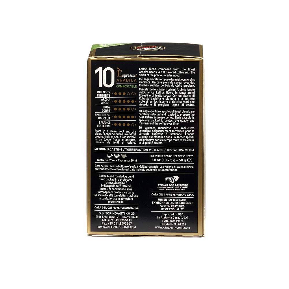 Caffe' Vergnano 1882 Arabica Capsules Compatible with Original Line Machines By Nespresso, 60 Capsules