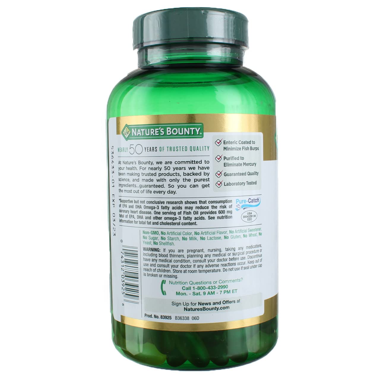 Nature's Bounty Fish Oil 1000 mg Omega-3 Odorless Softgels, 660 Count
