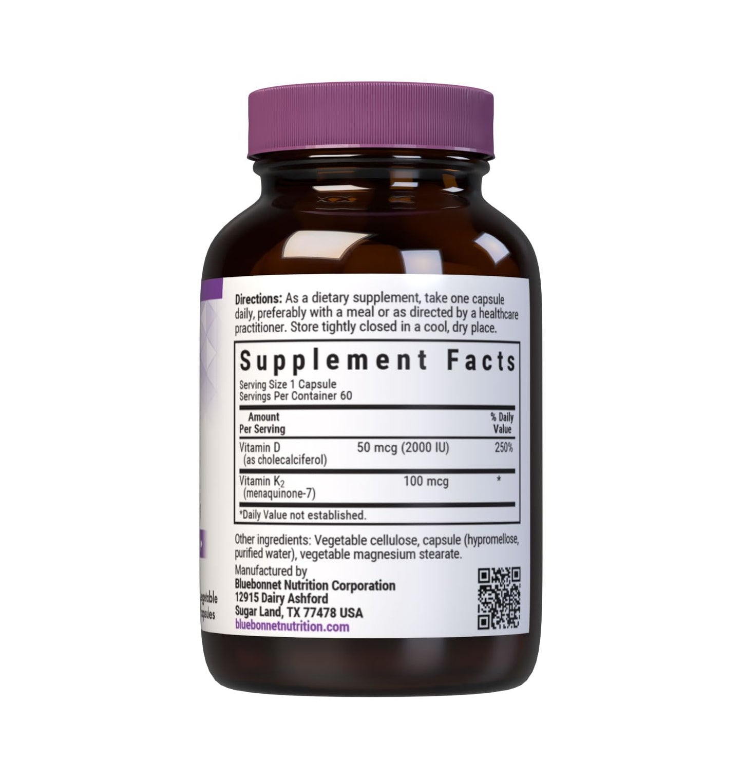 BlueBonnet Vitamin D3 50 mcg & Vitamin K2 Capsules, 60 Count