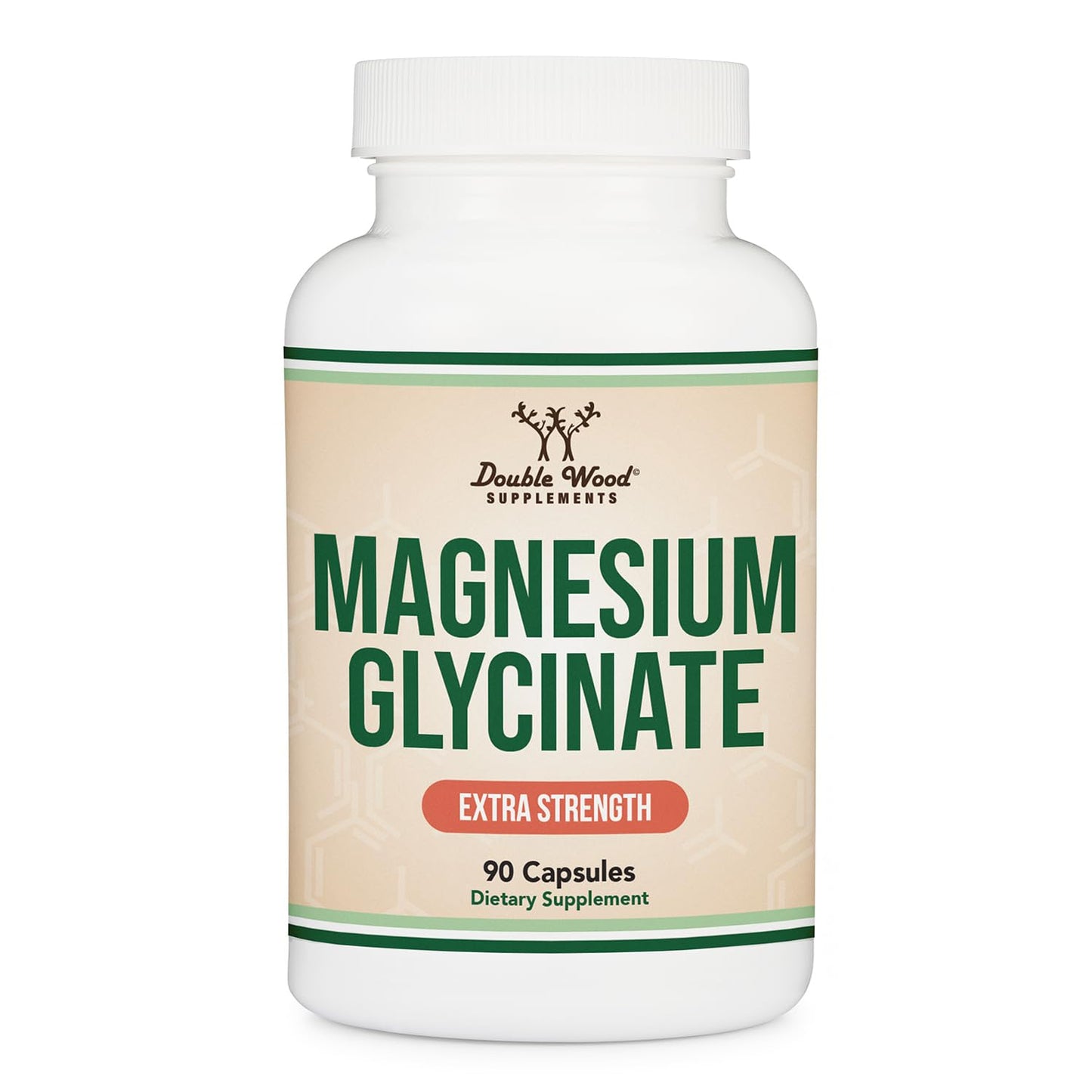 Double Wood Supplements Magnesium Glycinate Extra Strength - 120mg Elemental Magnesium per Capsule, 90 Capsules