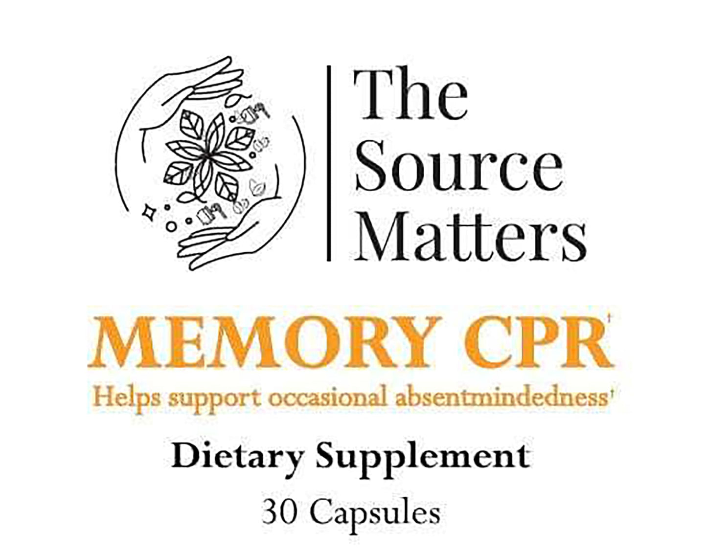 The Source Matters Memory CPR Cognitive & Brain Health Support with Ginkgo Biloba, Huperzine A, and Antioxidants Capsules 30