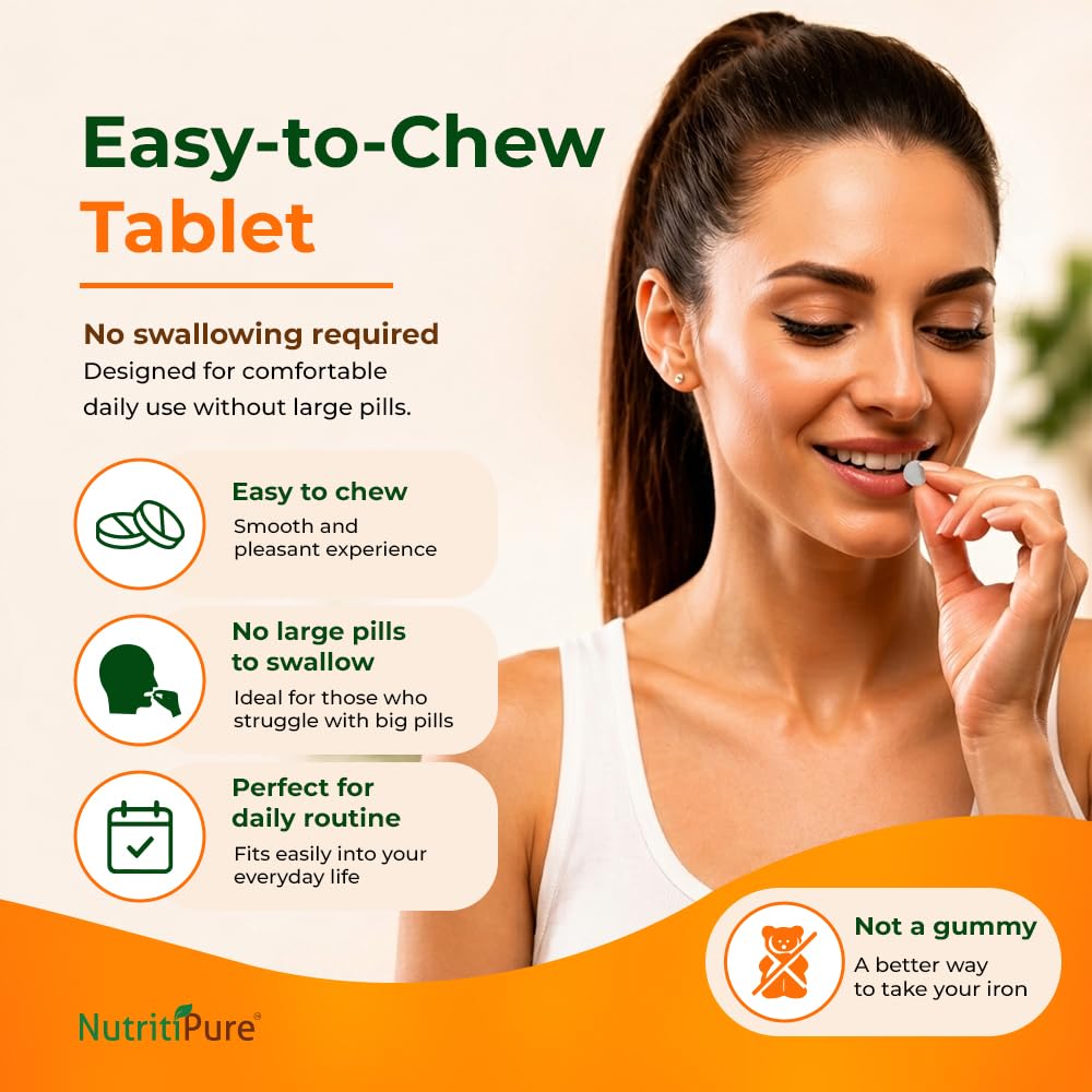 NutritiPure Carbonyl Iron 65mg Tablets with 270mg Vitamin C, 120 Tablets