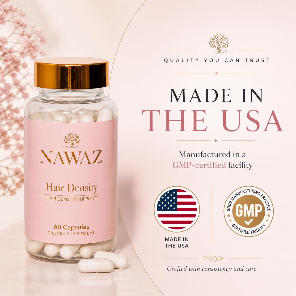 NAWAZ Hair Growth Vitamins for Women Capsules 60 Count