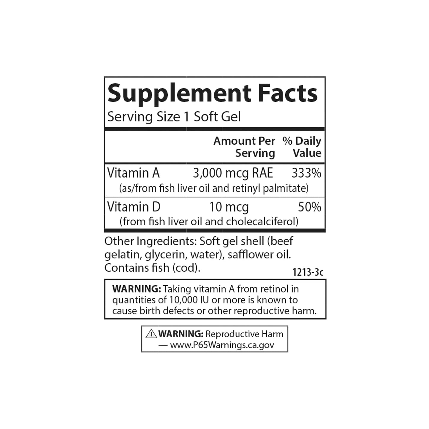 Carlson A & D Vitamin A 10000 IU (3000 mcg RAE) Softgel, 300 Softgels