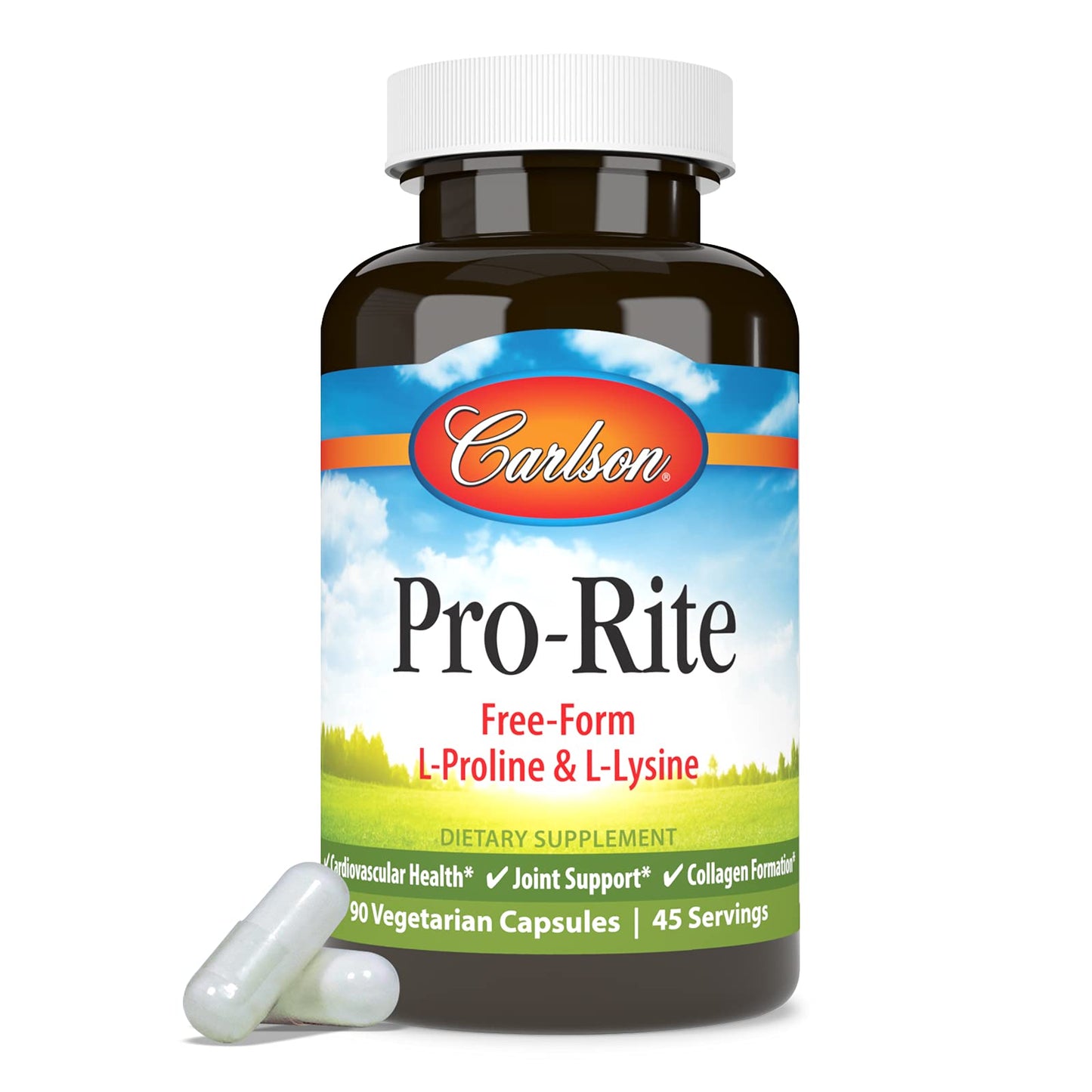 Carlson Pro-Rite Free-Form L-Proline & L-Lysine Capsules, 90 Count