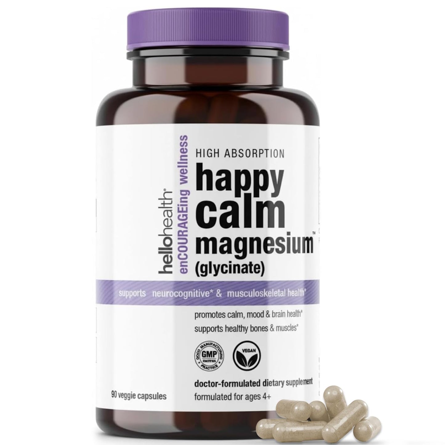 Hello Health Magnesium Glycinate 400mg Capsules, 180 Count