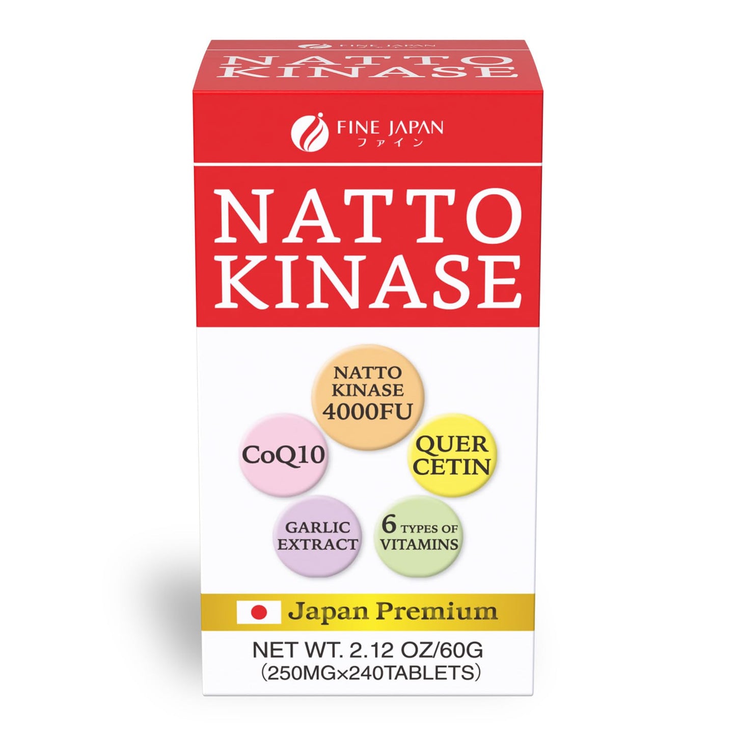 FINE JAPAN Nattokinase 4000FU Tablets 240 Count