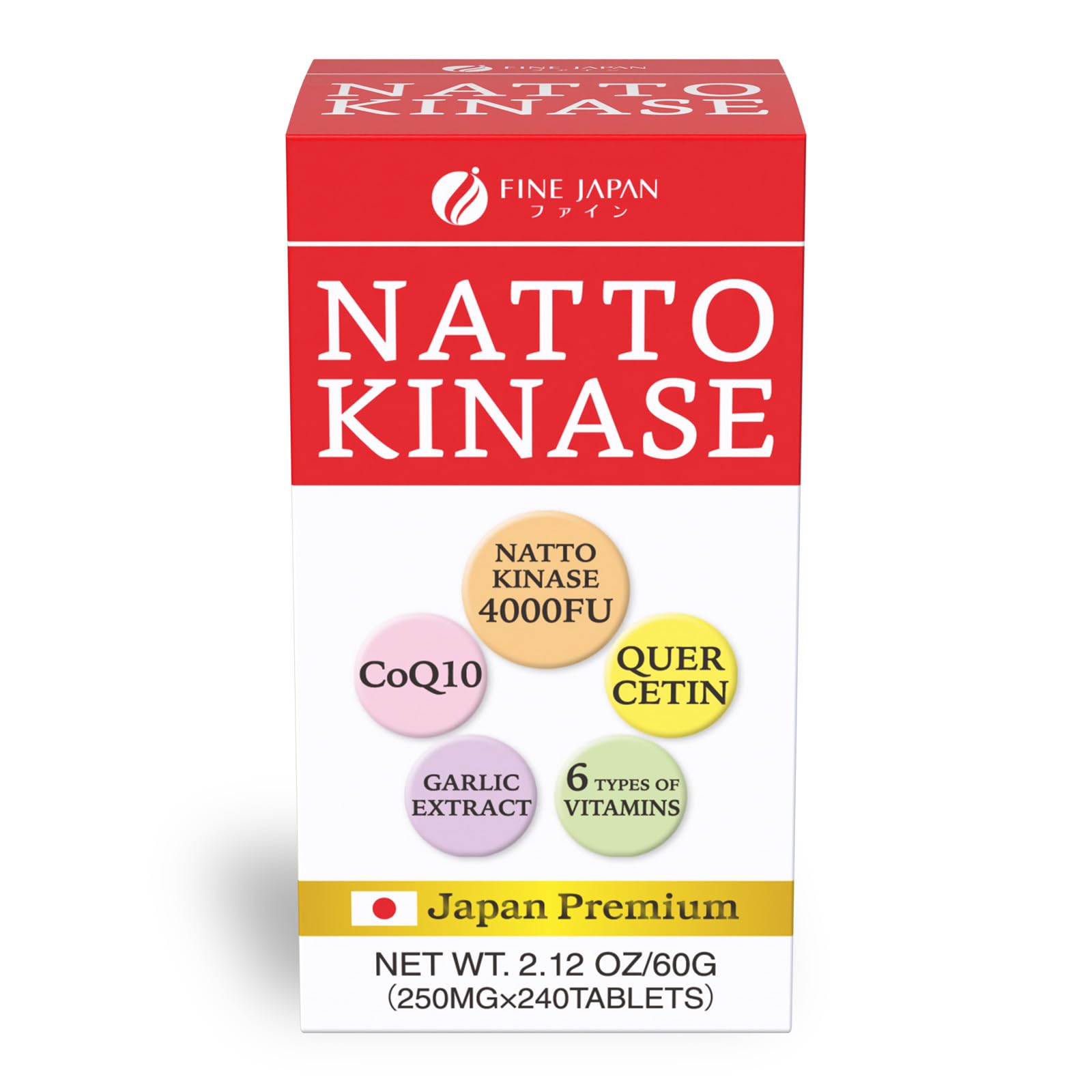 FINE JAPAN Nattokinase 4000FU Tablets 240 Count