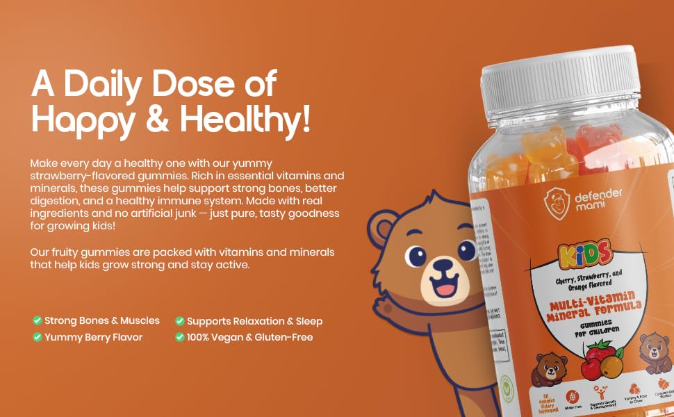 Defender Mami Kids Vitamin Gummies Multivitamin & Mineral Formula Gummy 90 Count