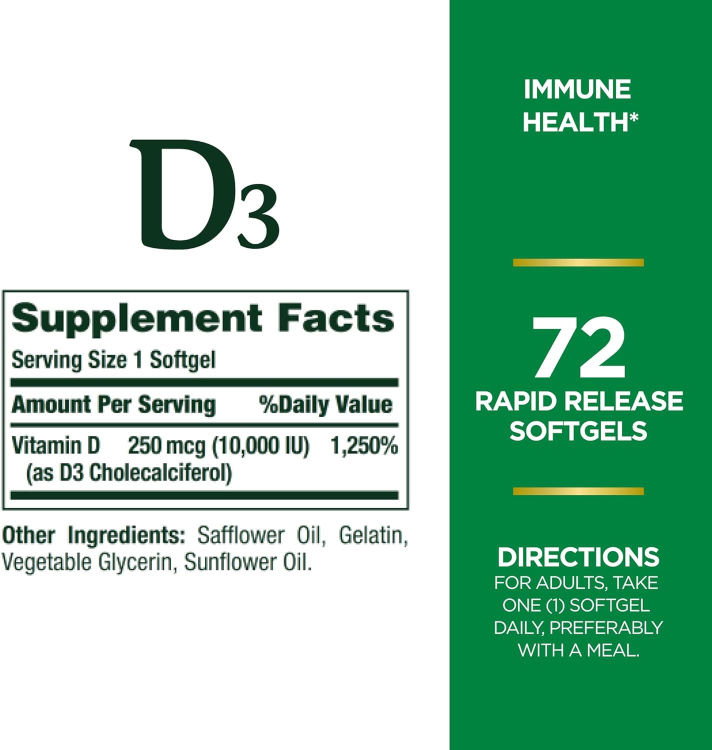Nature's Bounty D3-10,000 IU Softgels 288 Count