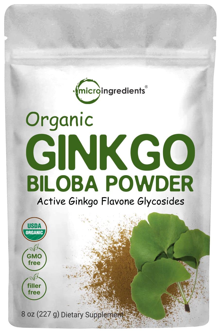 Micro Ingredients Organic Ginkgo Biloba Extract Powder, 8 oz
