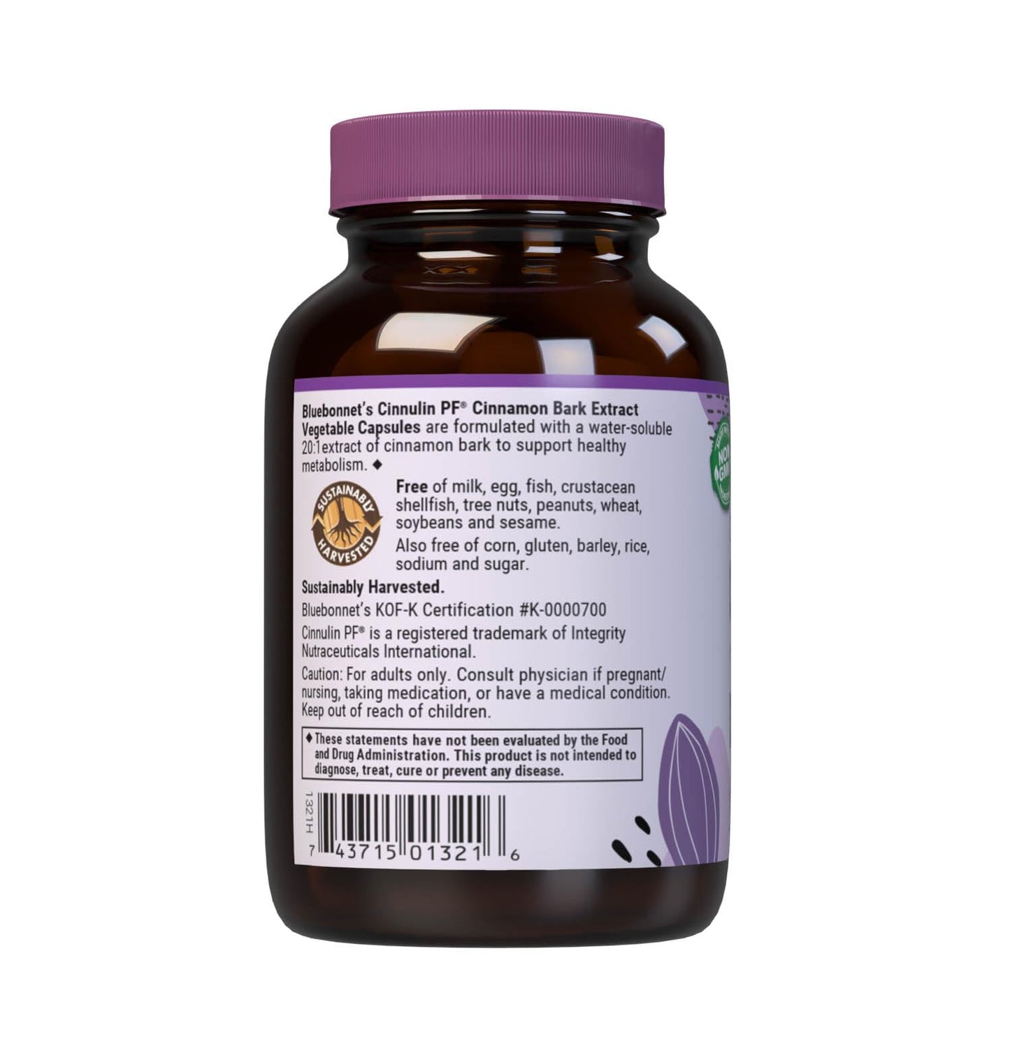 BlueBonnet Cinnulinpf Cinnamon Bark Extract Supplement Capsules 60 Count