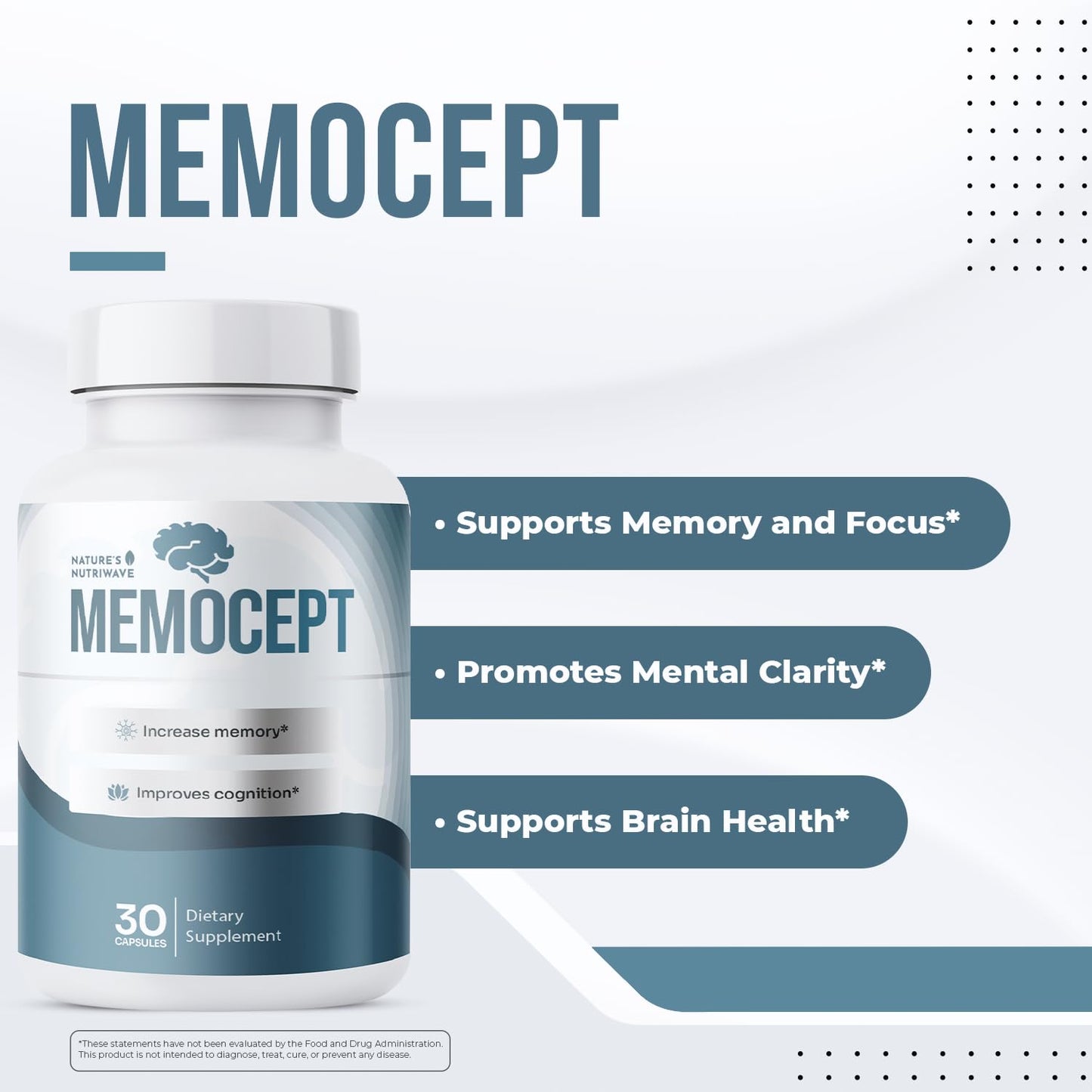 Nature’s NutriWave Memocept Botanical & Vitamin Formula with Bacopa, 30 Capsules