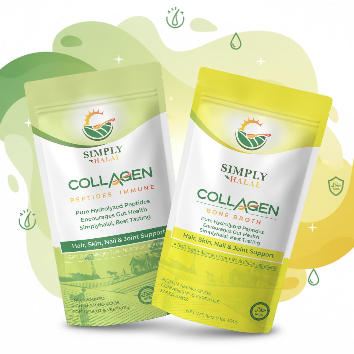 Simply Halal Collagen & Bone Broth Collagen Combo Protein Powder, 48