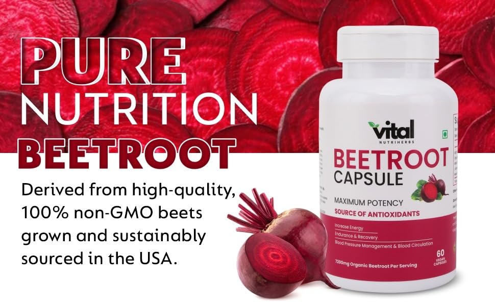 VITAFIT NUTRITION Beetroot Capsules 7200mg, 60 Capsules