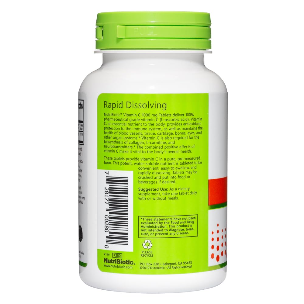 NutriBiotic Vitamin C 1000 mg Tablets, 100 Count