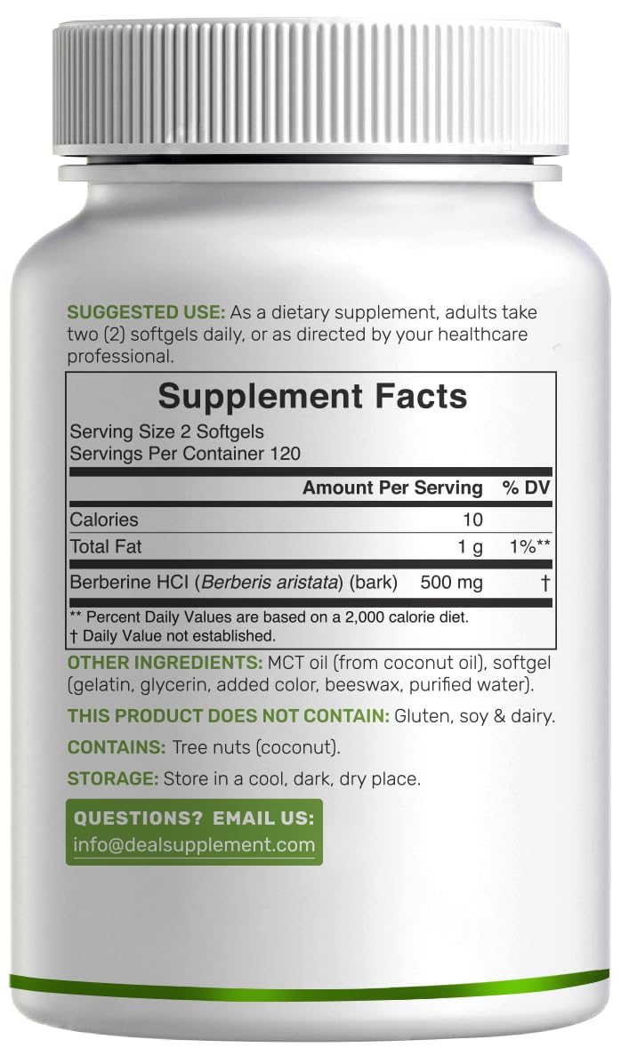 DEAL SUPPLEMENT Berberine 500 mg Softgel, 240 Count