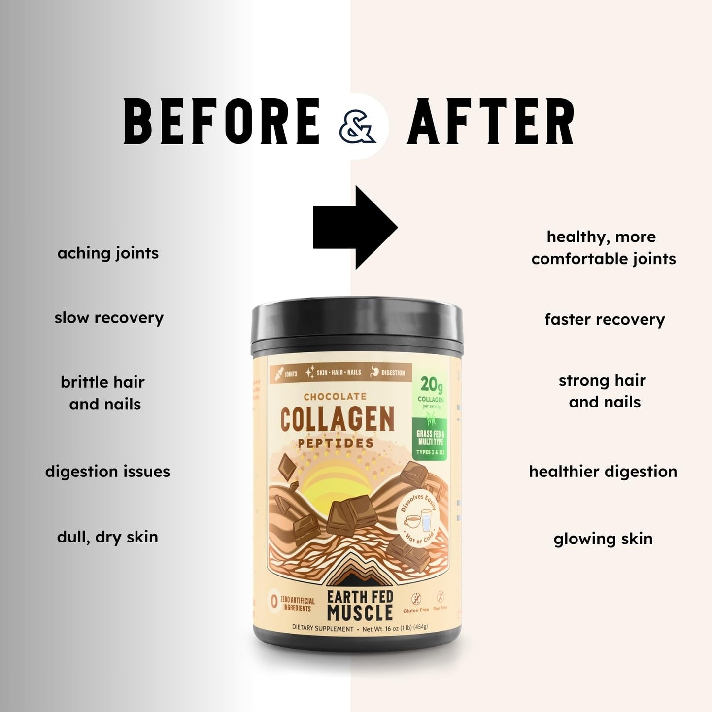 Earth Fed Muscle Chocolate Collagen Peptides Powder 16