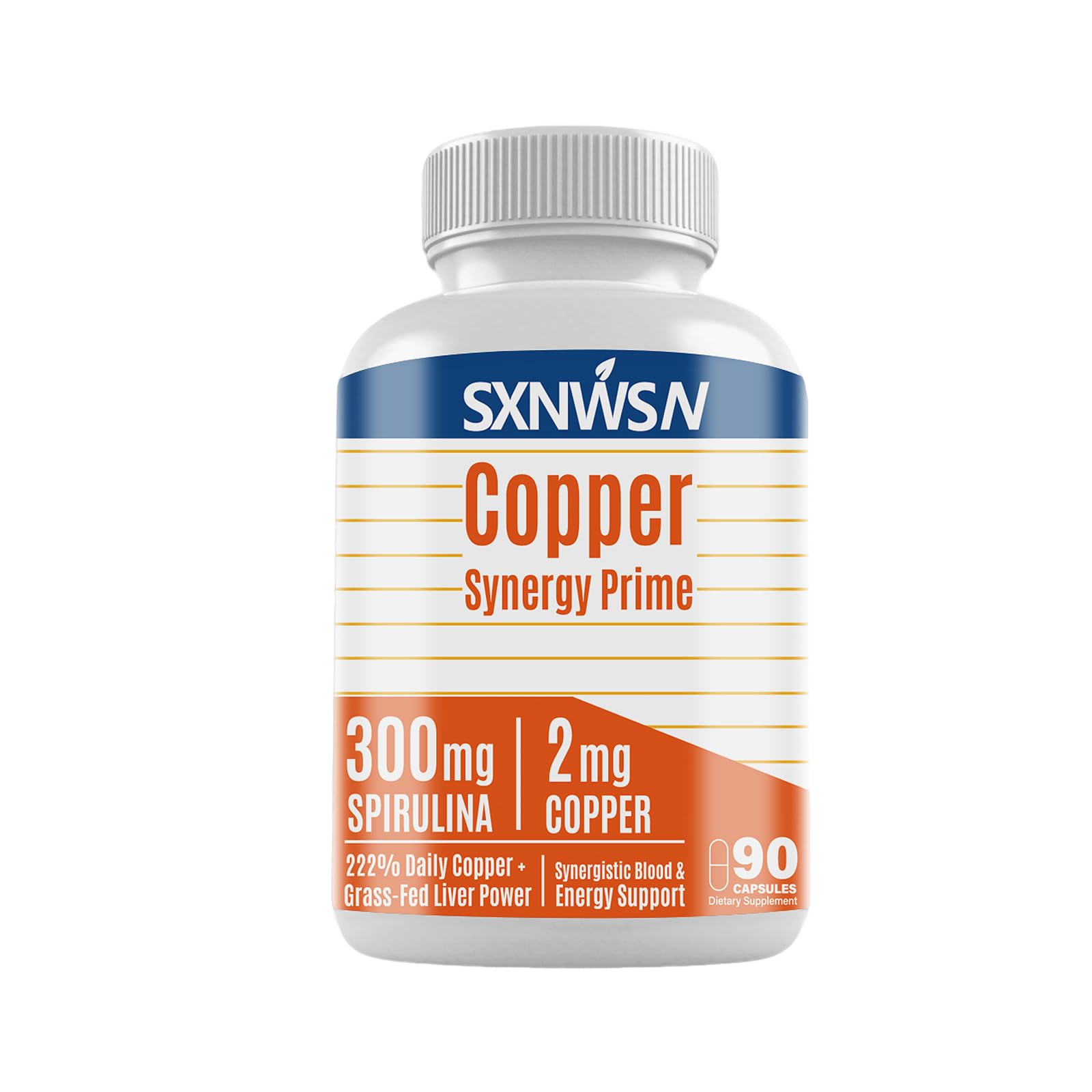 SXNWSN Copper Synergy Prime 5-in-1 Copper Supplements with Beef Liver & Spirulina - Boosts Energy Nourishes Body & Antioxidant 90 Capsules