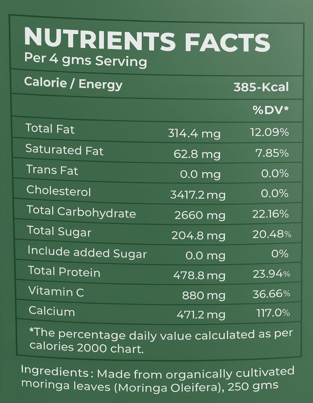 FARMVEDIC Organic Moringa Powder, Natural Multivitamin Protein Rich Drumstick Leaf Powder for Hair and Skin, 8.81 Ounce