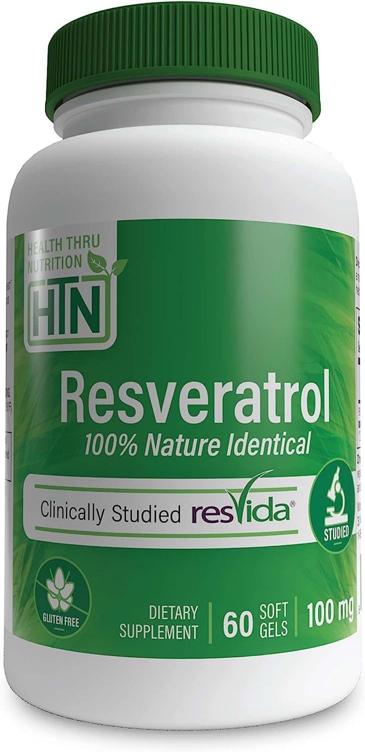 Health Thru Nutrition Resveratrol as ResVida 100mg Trans-Resveratrol Softgel, 60 Count